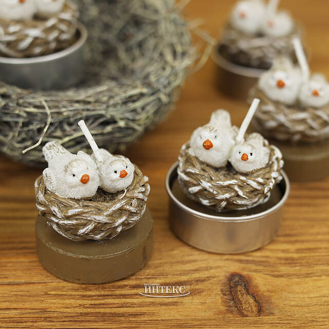 Набор свечей Голубки на гнезде 4 см, 6 шт Billiet