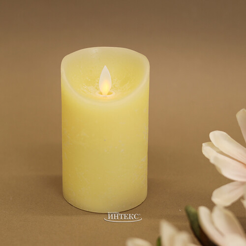 Светодиодная свеча с имитацией пламени 12.5 см, кремовая восковая, батарейка Peha