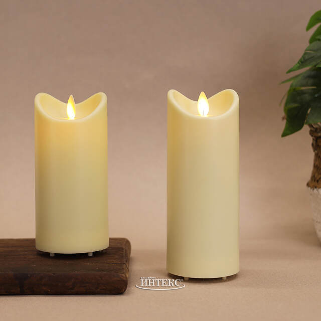 Уличная светодиодная свеча с имитацией пламени 15 см кремовая на батарейках Peha