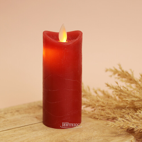 Светодиодная восковая свеча Живое Пламя 11*5 см красная, на батарейках Koopman