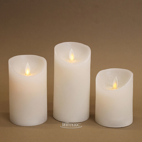 Набор восковых светодиодных свечей с имитацией пламени Magic Flame 11-15 см, 3 шт, с пультом, белые, на батарейках Peha