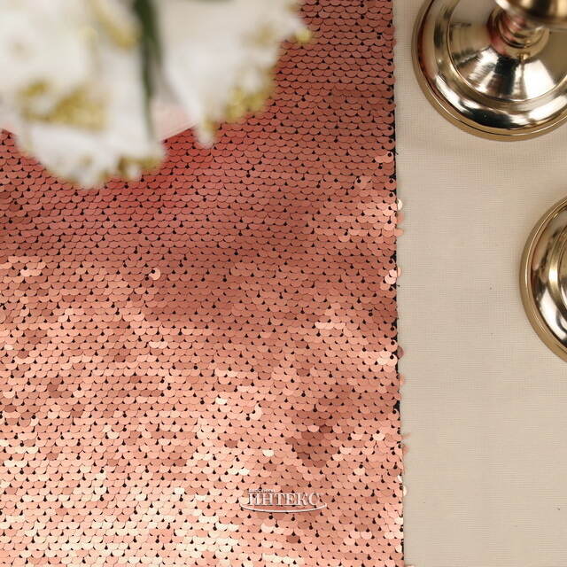 Дорожка на стол Божоле 125*25 см с двусторонними пайетками коралловая Koopman