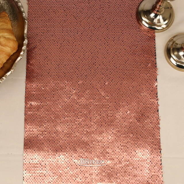 Дорожка на стол Божоле 125*25 см с двусторонними пайетками коралловая Koopman