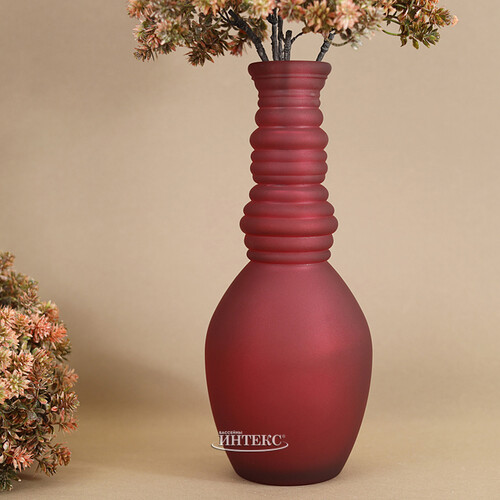 Стеклянная ваза Леди Батори 30 см, бургунди Edelman