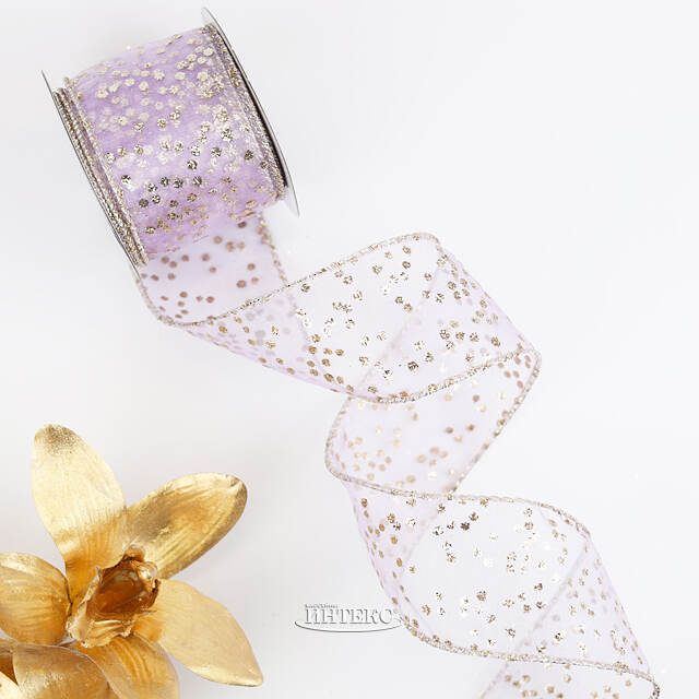 Декоративная лента Lilla Lunare: Серебряная россыпь 270*6 см, органза Kaemingk