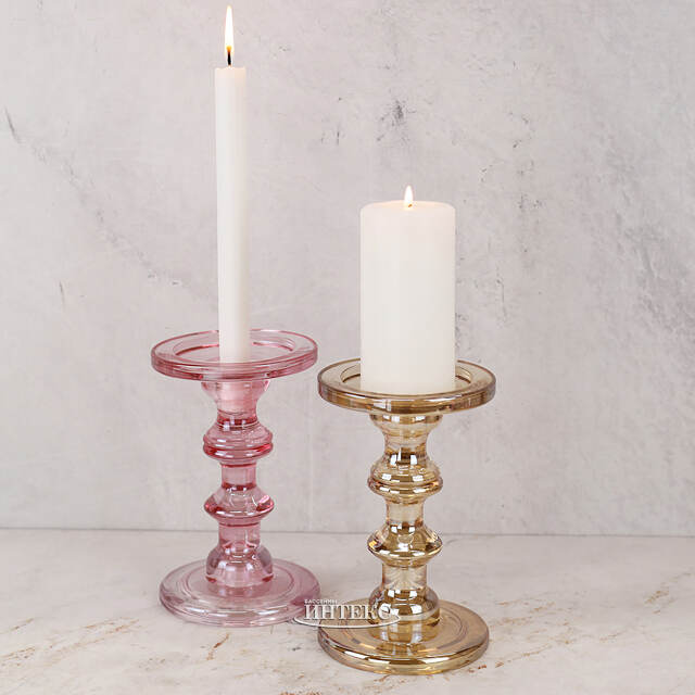 Стеклянный подсвечник Мориарти 20*13 см розовый Koopman (Купман)