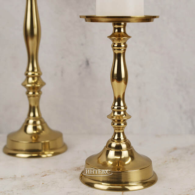 Металлический подсвечник для 1 свечи Марэль 22 см золотой Koopman