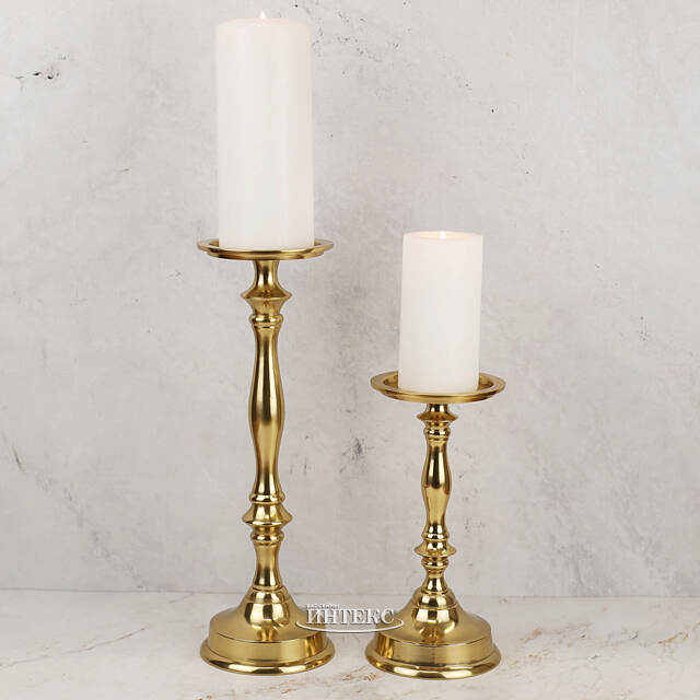 Металлический подсвечник для 1 свечи Марэль 22 см золотой Koopman