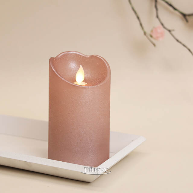 Светодиодная свеча Живое Пламя 13 см топленый шоколад, восковая на батарейках, таймер Kaemingk