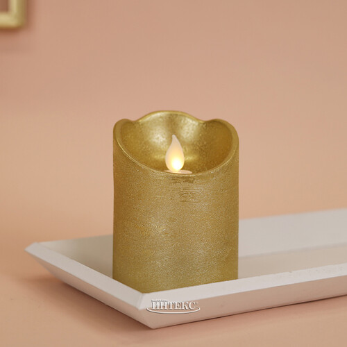 Набор светодиодных свечей с имитацией пламени Narcis Gold 10-15 см, 3 шт с пультом управления, на батарейках Kaemingk