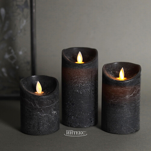 Набор свечей с имитацией пламени Ленорра Magic Flame 10-15 см, 3 шт, черные, с пультом управления Peha