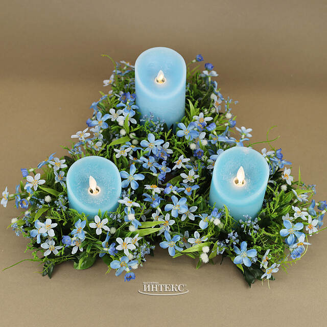 Венок для свечи Голубые Незабудки 22 см Swerox (Сверокс)