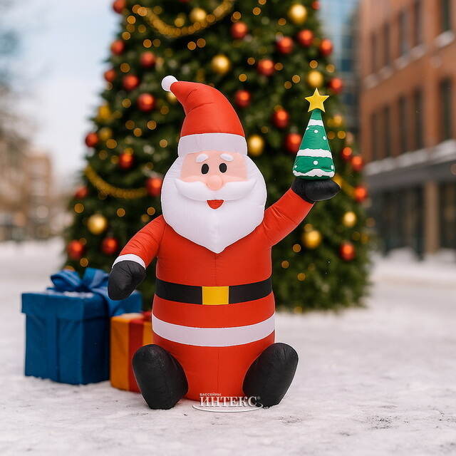 Надувная фигура Дед Мороз с елочкой 120 см с подсветкой Peha