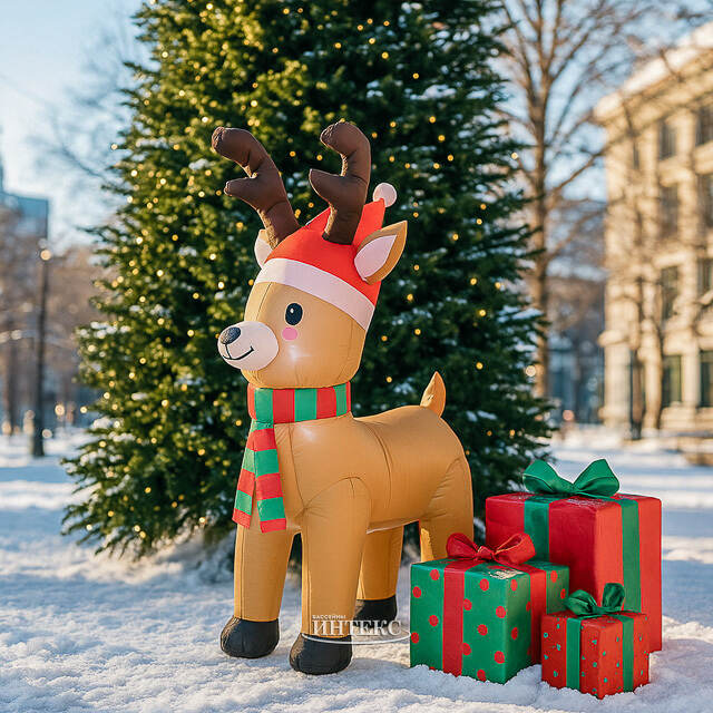 Надувная фигура Олененок Сильвестр в колпачке 120 см с подсветкой Peha