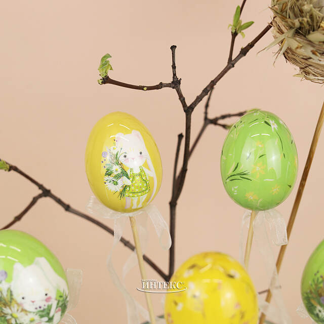 Пасхальные украшения Яйца на палочке Happy Sappy Easter 6 см, 6 шт Kaemingk