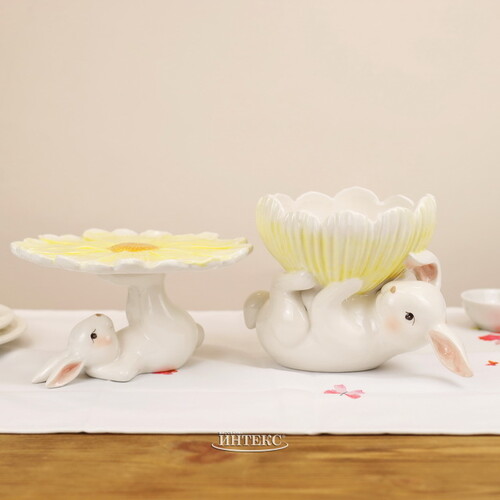 Керамический салатник Пасхальный Кролик - Yellow Bunny 19*18 см Kaemingk