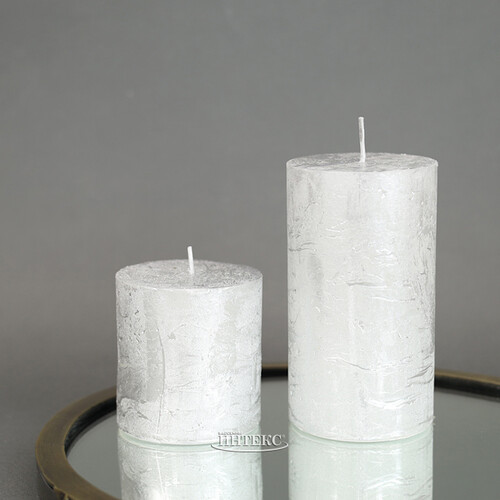 Декоративная свеча Металлик Миди 70*68 мм серебряная Kaemingk