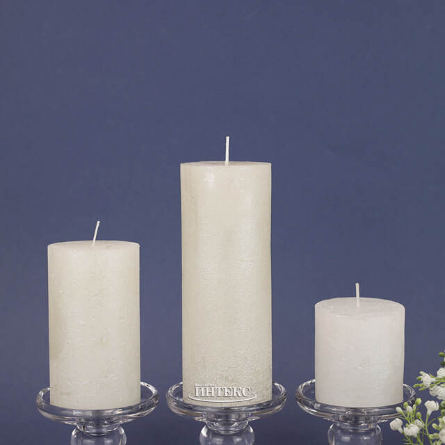 Декоративная свеча Металлик Гранд 180*68 мм белая Kaemingk (Кейминг)