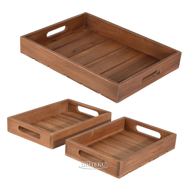 Набор деревянных подносов Тектона 26-39 см, 3 шт Koopman