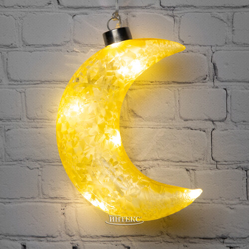 Светильник Месяц - Золотые снежные переливы 17 см, теплые белые LED лампы, на батарейках Due Esse Christmas