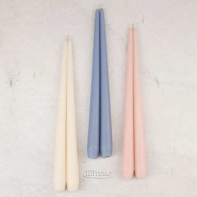 Высокие свечи 30 см Андреа Velvet серо-голубые, 5 шт Candleslight