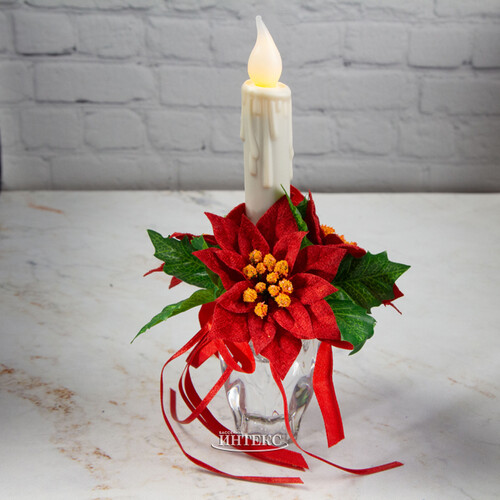 Декор для свечи Букет пуансеттий 13 см купить в интернет-магазине БассейныINTEX intex-rus.ru, L485-R5