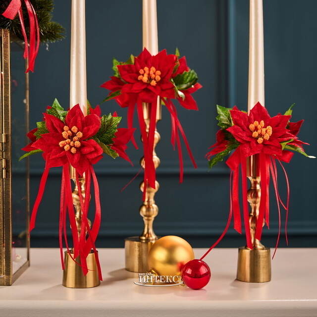 Декор для свечи Букет пуансеттий 13 см Swerox (Сверокс)