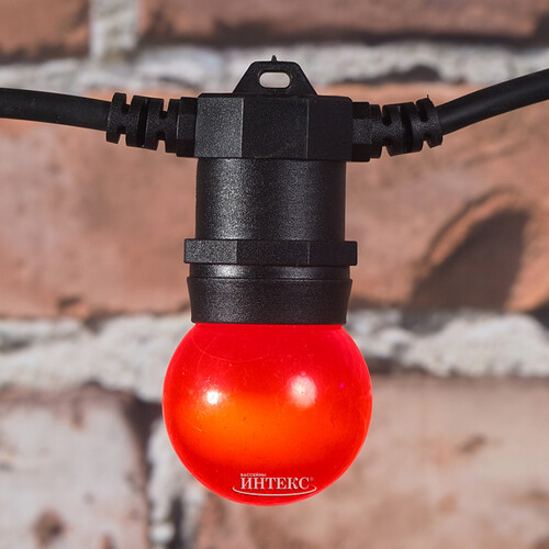 Гирлянда из лампочек Фиеста, 10 ламп, разноцветные LED, 5 м, черный каучук, соединяемая, IP44 Snowhouse