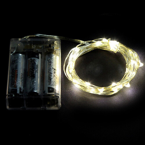 Светодиодная гирлянда Капельки на батарейках 30 теплых белых мини LED ламп 1.8 м, серебряная проволока, контроллер, IP20 Snowhouse