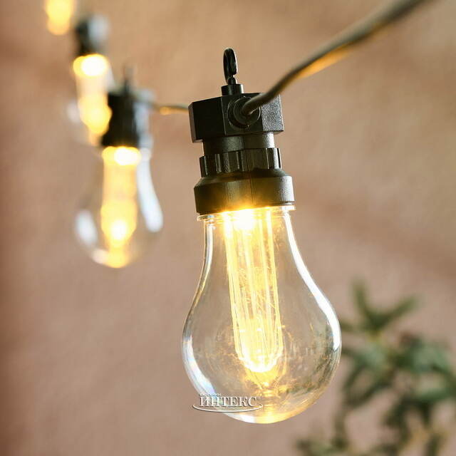 Гирлянда из лампочек Azopardo 4.5 м, 10 ламп, теплые белые LED, черный ПВХ, IP44 Koopman (Купман)