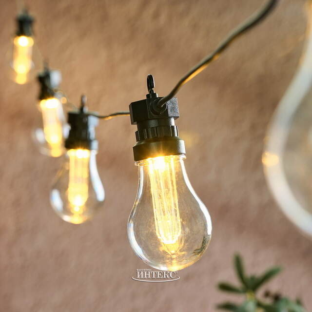 Гирлянда из лампочек Azopardo 4.5 м, 10 ламп, теплые белые LED, черный ПВХ, IP44 Koopman (Купман)