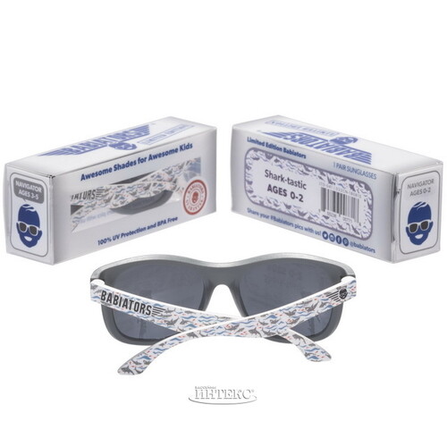 Детские солнцезащитные очки Babiators Printed Navigator Акулистически! 3-5 лет Babiators