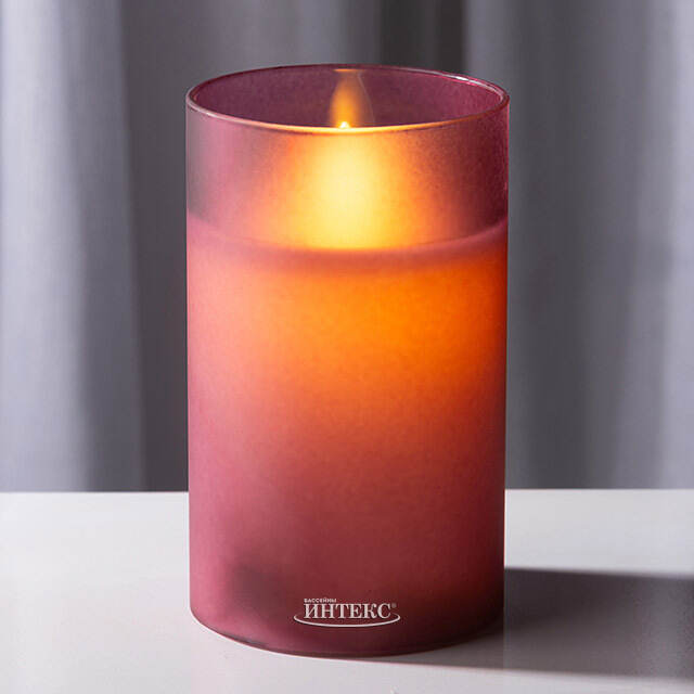 Светодиодная свеча с имитацией пламени Шанти в стакане 12.5 см фиолетовая Peha (Пеха)