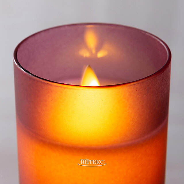 Светодиодная свеча с имитацией пламени Magic Flame в стакане 15 см фиолетовая Peha