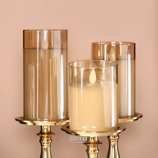 Светодиодная свеча в колбе Мосала - Золото 10 см, на батарейках Peha (Пеха)