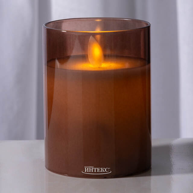 Светодиодная свеча в колбе Mosala - Amber 10 см, на батарейках Peha