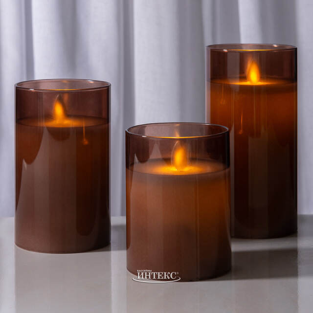 Светодиодная свеча в колбе Mosala - Amber 10 см, на батарейках Peha