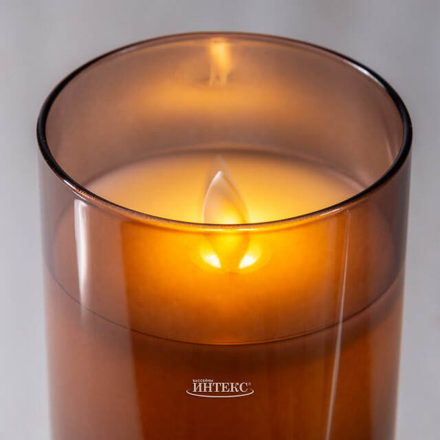 Светодиодная свеча в колбе Мосала - Брауни 15 см, на батарейках Peha (Пеха)