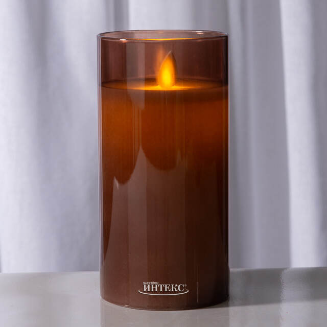 Светодиодная свеча в колбе Мосала - Брауни 15 см, на батарейках Peha (Пеха)