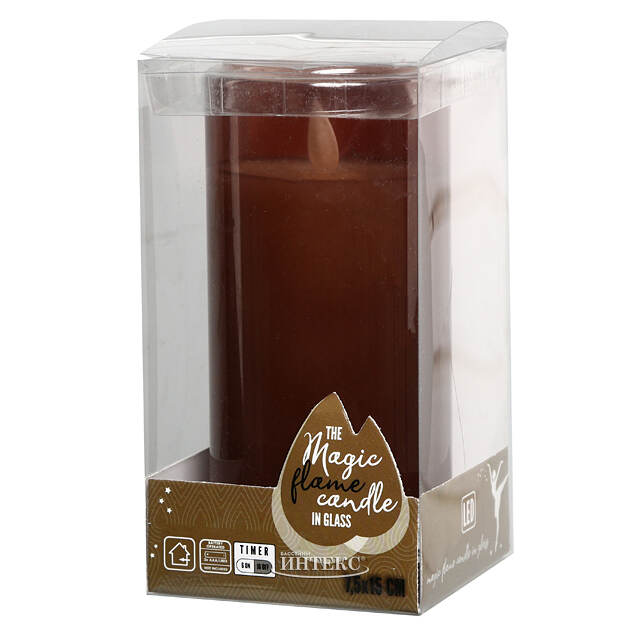 Светодиодная свеча в колбе Мосала - Брауни 15 см, на батарейках Peha (Пеха)