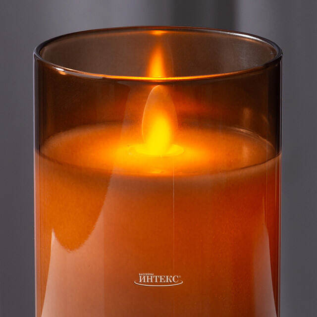 Светодиодная свеча в колбе Мосала - Янтарь 12 см, на батарейках Peha (Пеха)