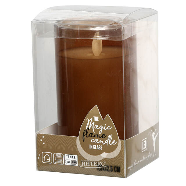 Светодиодная свеча в колбе Мосала - Янтарь 12 см, на батарейках Peha (Пеха)