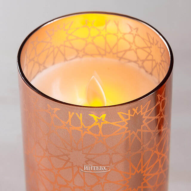 Светодиодная свеча в стакане Бронзетта 15 см, на батарейках Peha (Пеха)