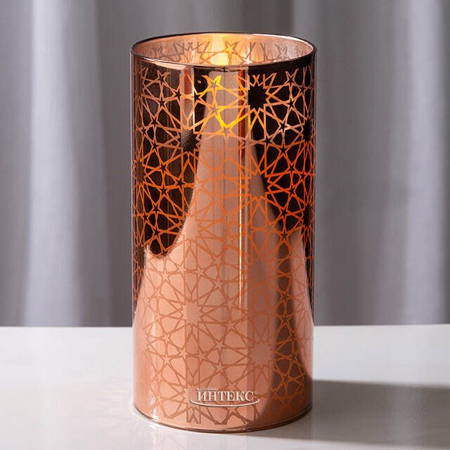 Светодиодная свеча в стакане Бронзетта 15 см, на батарейках Peha (Пеха)