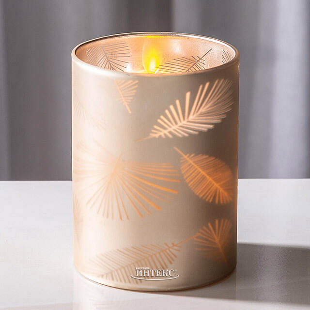 Светодиодная свеча в стакане Monchetti 10 см, на батарейках Peha