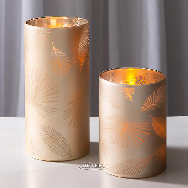 Светодиодная свеча в стакане Monchetti 15 см, на батарейках Peha