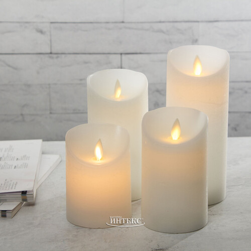 Светодиодная свеча с имитацией пламени 12.5 см, белая восковая, батарейка Peha