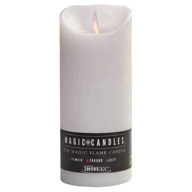 Светодиодная свеча с имитацией пламени 18 см, белая восковая, батарейка Peha