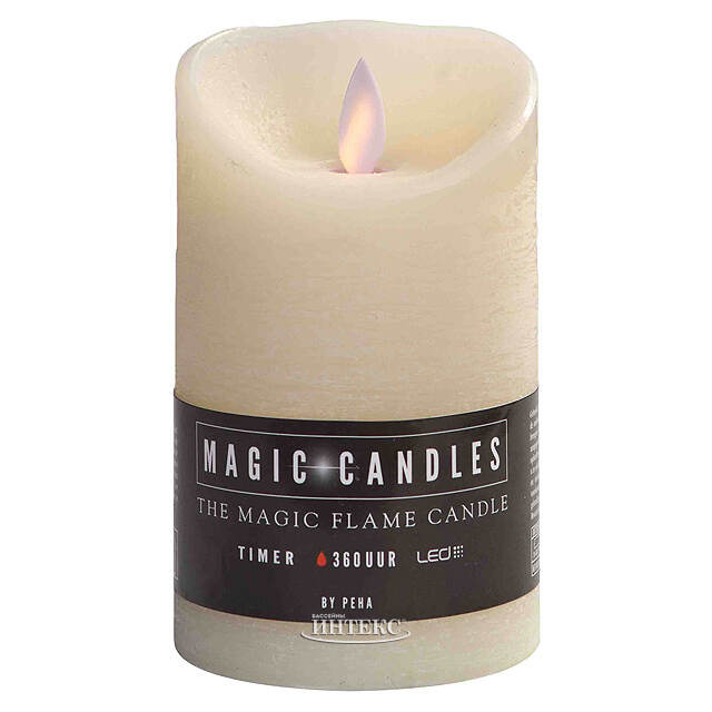 Светодиодная свеча с имитацией пламени 12.5 см, кремовая восковая, батарейка Peha