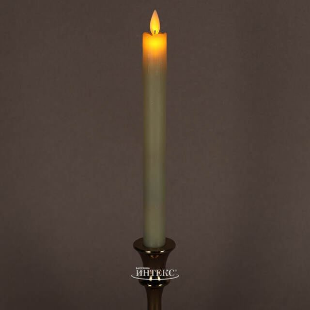 Столовая светодиодная свеча с имитацией пламени 22 см кремовая на батарейках Peha (Пеха)
